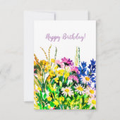 Wilde zomerbloemen Happy Birthday kaart (Voorkant)