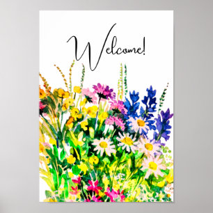 Wilde zomerbloemen op het poster