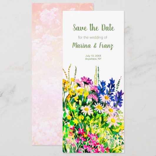 Wilde zomerbloemen save the date (Voorkant / Achterkant)