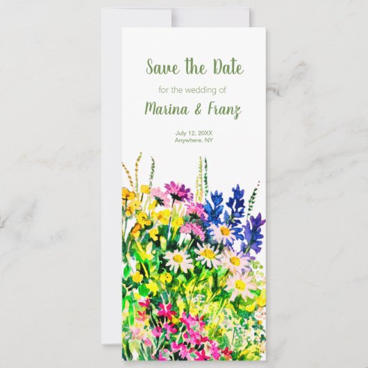 Wilde zomerbloemen save the date (Voorkant)