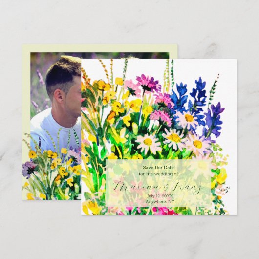 Wilde zomerbloemen sparen de datum aankondiging (Voorkant / Achterkant)