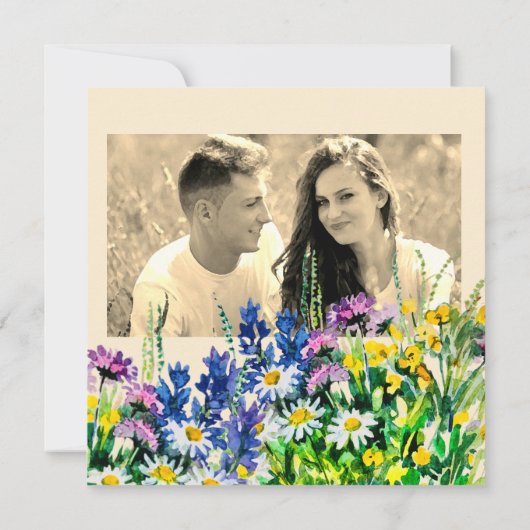 Wilde zomerbloemen sparen de datum aankondiging (Achterkant)