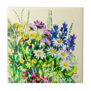 Wilde zomerbloemen tegeltje