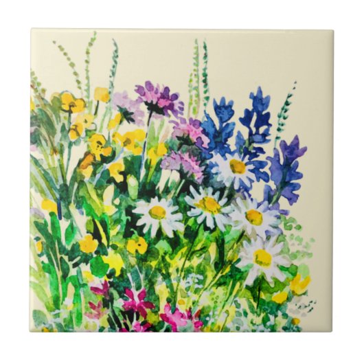 Wilde zomerbloemen tegeltje (Voorkant)