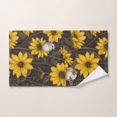 Wilde zonnebloemen en goudkam vogels / geel bad handdoek (Handdoek)