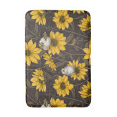 Wilde zonnebloemen en goudkam vogels / geel badmat (Voorkant Verticaal)