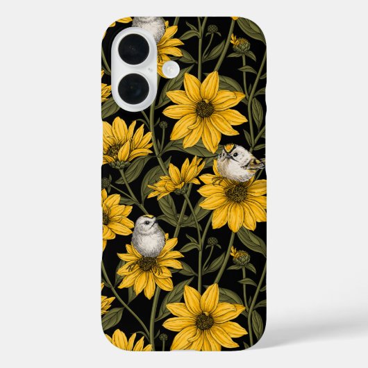 Wilde zonnebloemen en goudkam vogels / geel Case-Mate iPhone case (Achterkant)
