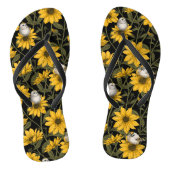 Wilde zonnebloemen en goudkam vogels / geel en gr teenslippers (Voetbed)