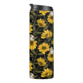 Wilde zonnebloemen en goudkam vogels / geel thermosbeker (Geroteerd rechts)