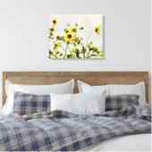 Wilde Zonnebloemen en Grijze Hemel Kunst Canvas Pr (Insitu (Slaapkamer))