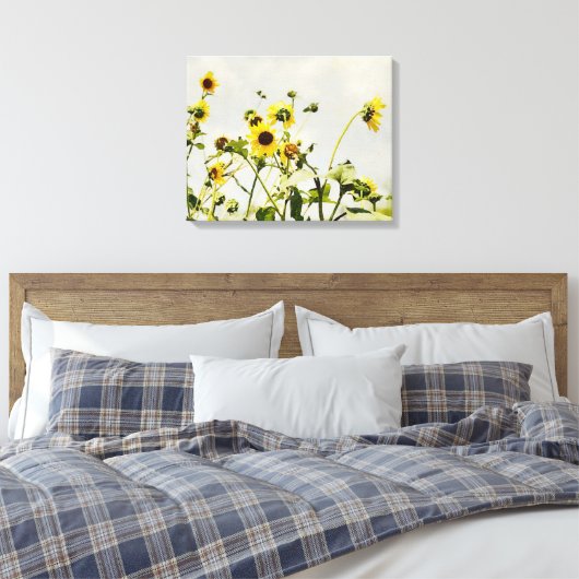 Wilde Zonnebloemen en Grijze Hemel Kunst Canvas Pr (Insitu (Slaapkamer))