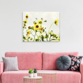 Wilde Zonnebloemen en Grijze Hemel Kunst Canvas Pr (Insitu (Woonkamer))