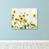 Wilde Zonnebloemen en Grijze Hemel Kunst Canvas Pr (Insitu (Houten vloer))