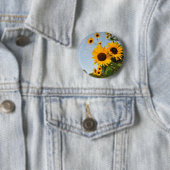 Wilde zonnebloemen ronde button 5,7 cm (In situ)