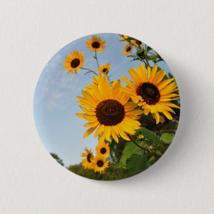 Wilde zonnebloemen ronde button 5,7 cm