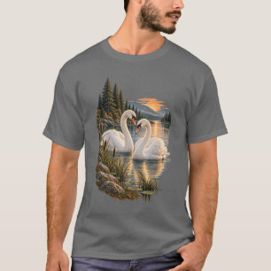 Wilde Zonsondergang Meer van de Berg van de Zwanen T-shirt