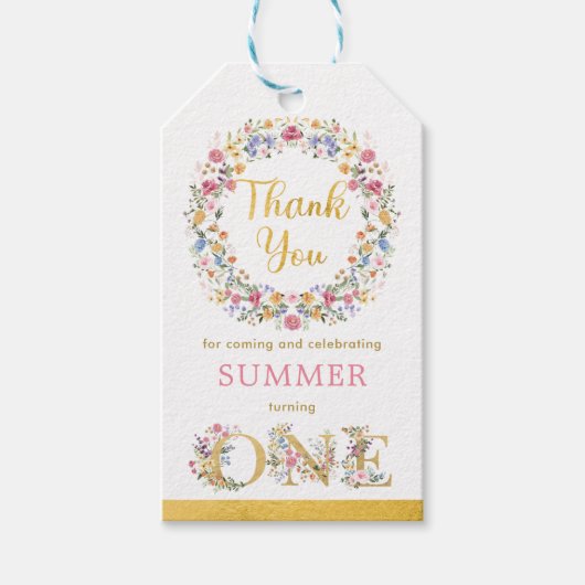 Wilde Zuurbloem Wreats Girls 1ste verjaardag Cadeaulabel (Voorkant)