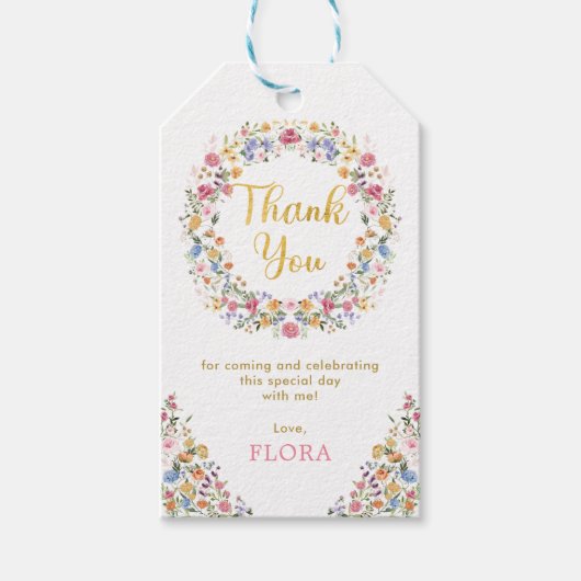  Wilde Zuurbloem Wreats Girls 1ste verjaardag Cadeaulabel (Voorkant)