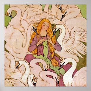 "Wilde zwanen" Fairy Art van Elenore Abbott Poster