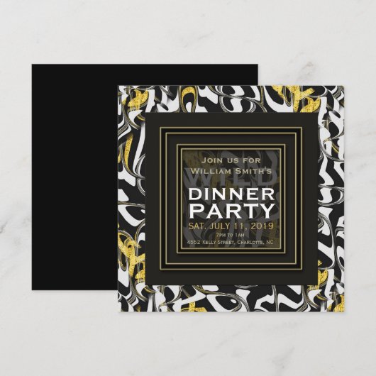 Wilde! Zwart Wit Goud ontwerp Diner Party Kaart (Voorkant / Achterkant)