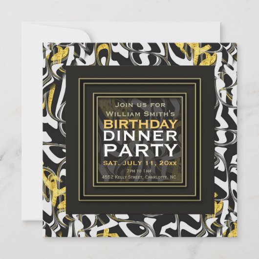 Wilde! Zwart Wit Goud ontwerp Dinner Party Kaart (Voorkant)