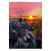 Wilde zwarte hengst Mustang Horse Fantasy Kaart (Voorkant)