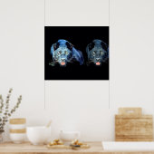 Wilde zwarte jaguar kat ogen blauwe tinten poster (Keuken)