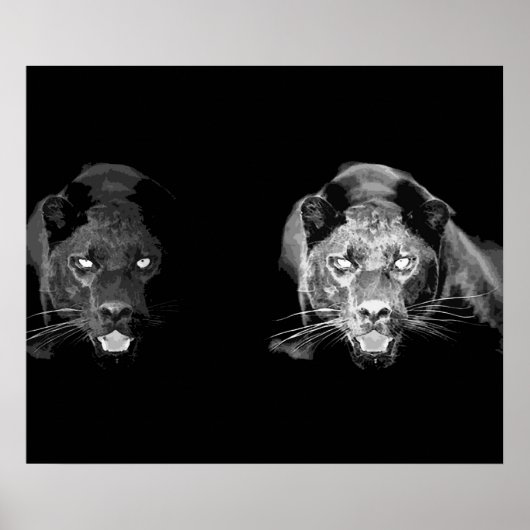 Wilde Zwarte Jaguar Kat Ogen Poster (Voorkant)