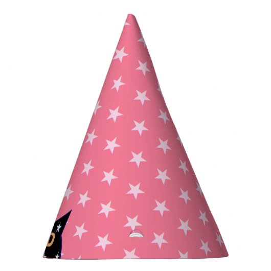 Wilde zwarte kat en roze sterren feesthoedjes (Rechts)