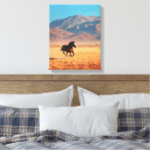 Wilde Zwarte Paard Helder Woestijn Kunst Canvas Afdruk (Insitu (Slaapkamer))