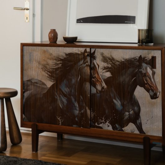 Wilde zwarte paarden Decoupage Tissuepapier