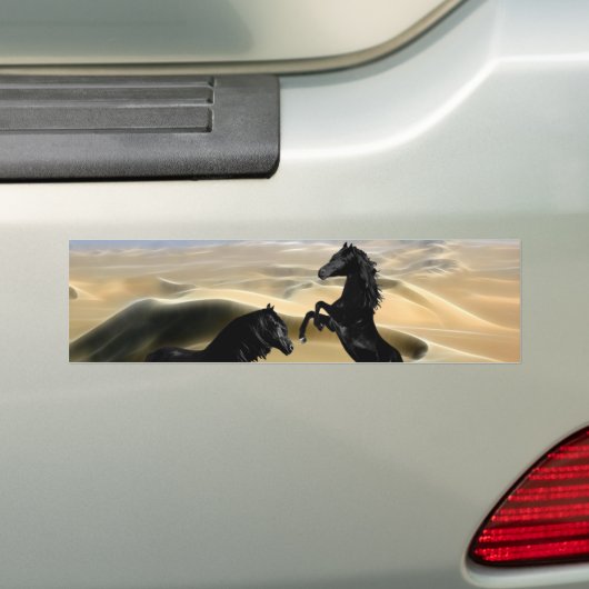 Wilde zwarte schoonheidpaarden bumpersticker (Op auto)