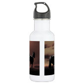 Wilde zwarte schoonheidpaarden waterfles (Achterkant)