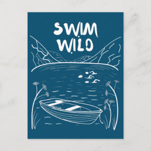 Wilde zwemmen met vrienden in het meer nabij de bo briefkaart
