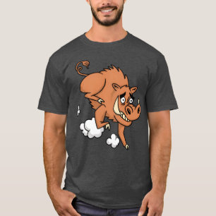 Wilde zwijn dier cartoon rennend grappig t-shirt