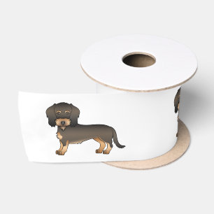 Wilde Zwijn Draadharige Dachshond Schattige Cartoo Satijnen Lint
