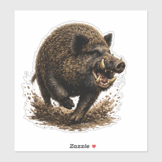 Wilde Zwijn Sticker (Vel)