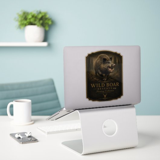 Wilde Zwijn Sticker (Laptop op bureau)