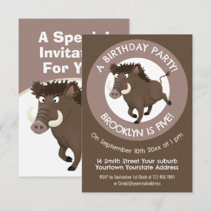 Wilde zwijnen cartoon gepersonaliseerde verjaardag kaart