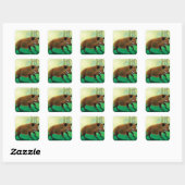 Wilde zwijnen illustratie vierkante sticker (Vel)