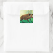 Wilde zwijnen illustratie vierkante sticker (Tas)