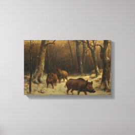 Wilde zwijnen in de sneeuw (door Rosa Bonheur) Canvas Afdruk