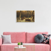 Wilde zwijnen in de sneeuw (door Rosa Bonheur) Canvas Afdruk (Insitu (Woonkamer))