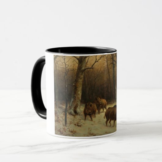 Wilde zwijnen in de sneeuw (door Rosa Bonheur) Mok (Voorkant links)