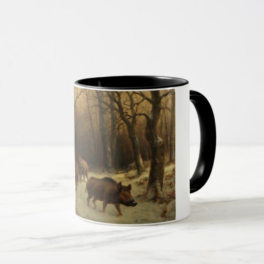 Wilde zwijnen in de sneeuw (door Rosa Bonheur) Mok (Voorkant rechts)