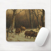 Wilde zwijnen in de sneeuw (door Rosa Bonheur) Muismat (Met muis)
