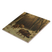 Wilde zwijnen in de sneeuw (door Rosa Bonheur) Tegeltje (Zijkant)