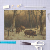 Wilde zwijnen in de sneeuw (door Rosa Bonheur) Tissuepapier (Craft)