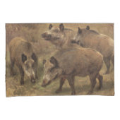 Wilde zwijnen in een graslandschap (door Rosa Bonh Kussensloop (Voorkant-Rechts)