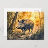 Wilde zwijnen in het bos waterverf schilderij briefkaart (Voorkant / Achterkant)